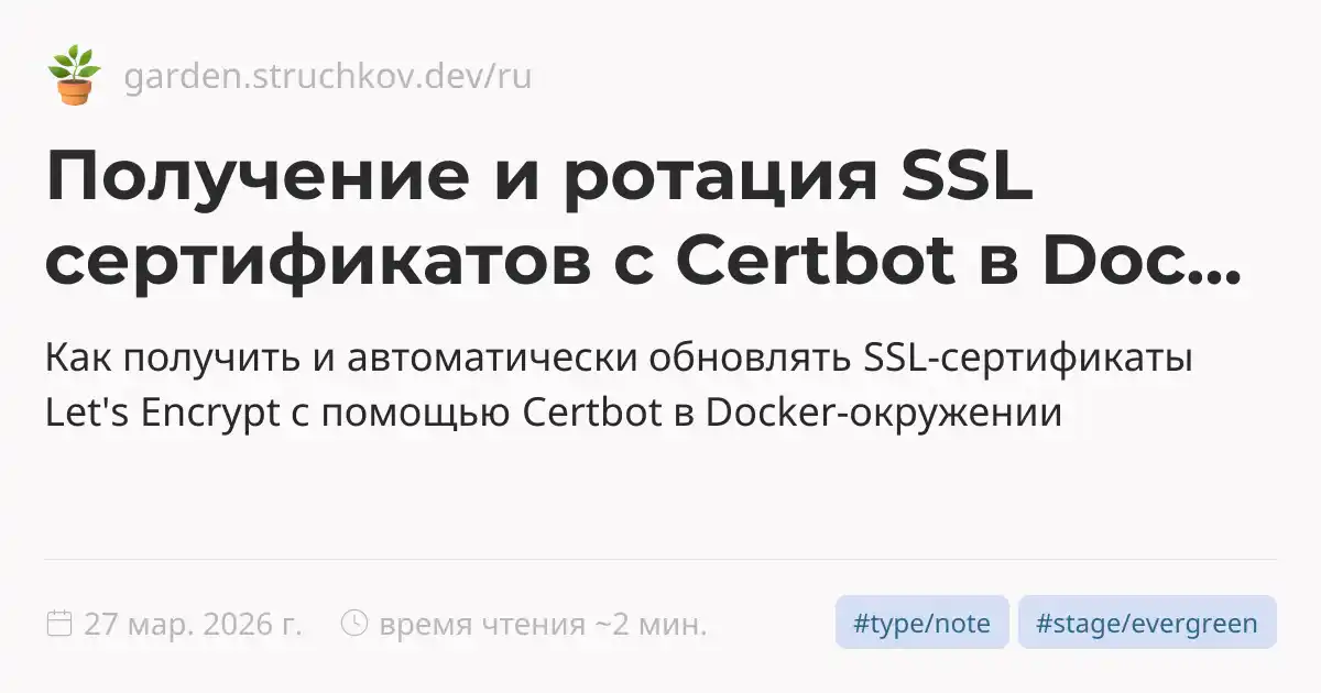 Получение и ротация SSL сертификатов с Certbot в Docker